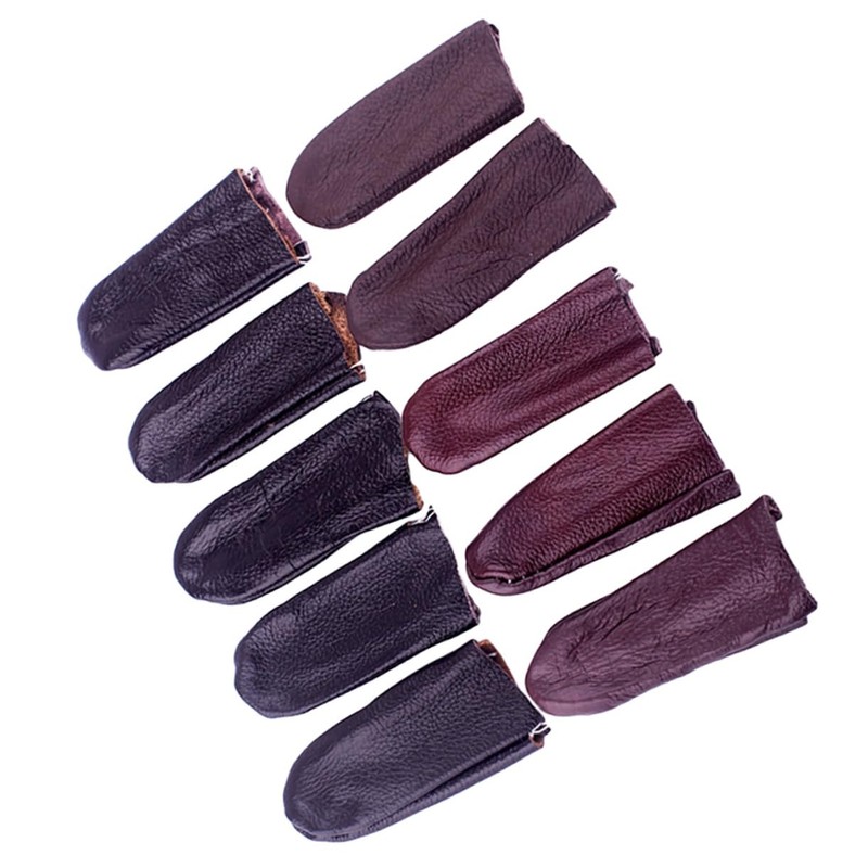 IWOWHERO Finger Protector Set 10pcs Leather Thimble Covers for Craft