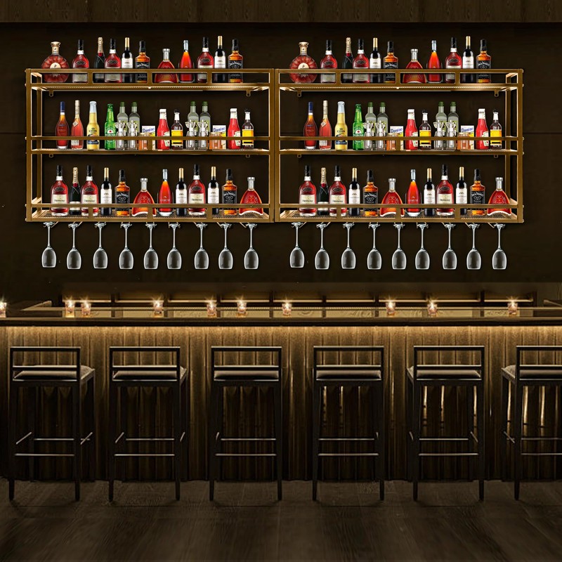 HFTUW Metal Wine Rack Wall Mounted, Wall Bar Shelves for