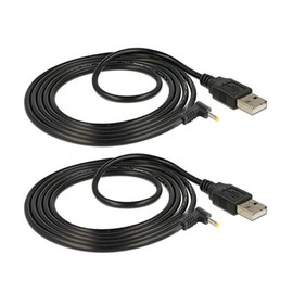 TENINYU USB 2.0 A Male to Right Angled 90 Degree DC 4.0x1.7 mm 5 Volt 24AWG DC Barrel Jack Power Cable 3FT, Black (Max 2.5 Ampere Power Cable, Center PIN Positive),2Pack