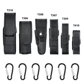 6-Pack Flashlight Holster T306~T410,Tactical Flashlight Holster, Flashlight Pouch Holster, Nylon Flashlight Torch Pouch（Holster 6Set）