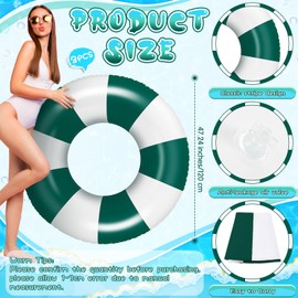 Foilswirl 3 Pcs Jumbo Pool Floats 47.24 Inch Large Swimming Ring Dark Green Striped Rings Inflatable Tube for Adult Swimming Pool Summer Beach Bachelorette Wedding Party Decor Supplies