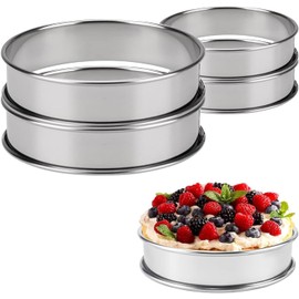 Crumpet Rings, 4 Pieces Non Stick Double Rolled Tart Rings Stainless Steel English Muffin Cooking Rings Stainless Steel Pastry Rings for Cooking Crumpets Eggs Pastry Mousse Homemade Crumpets & Muffins