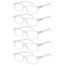 Eyekepper 5 Pack Reading Glasses for Men Spring Hinges Classic Readers Clear Frame +2.25
