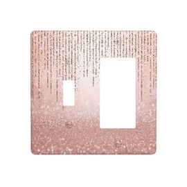 Pink Glittery Bling 2 Gang Single Toggle/Rocker Combination Light Switch Cover Decorative Wall Plate Faceplate Boys Kids Teen Girl Bedroom Room Decorate 4.5" x 4.5