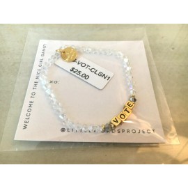Little Words Project " VOTE " Beaded Stretch Bracelet Size S/M