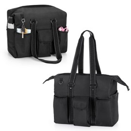 Damero Teacher Shoulder Bag, Laptop Handbag Women with Multiple Compartments, Teacher Supplies Bag, Briefcase for Work, Travel, Teacher, Black