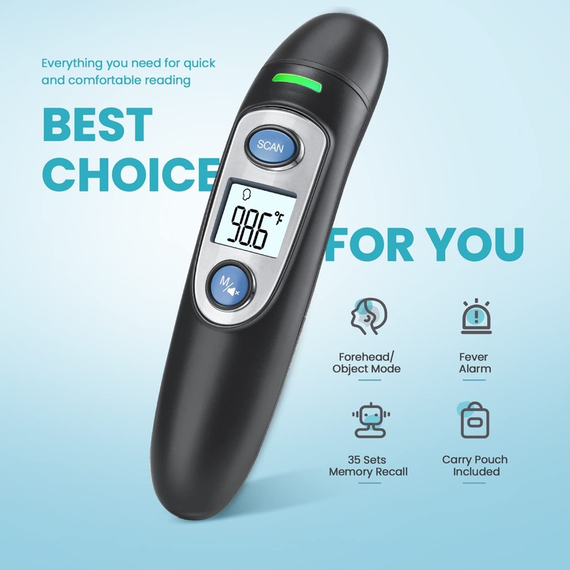 Infrared Thermometer for Adults,Forehead and Ear Thermometer for Fever, Babies,