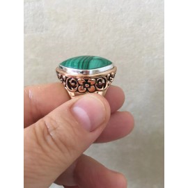 Barse New Barse Ring, Size 8, Genuine Malachite w/ Copper & Solid Sterling Silver