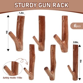 Wenqik 4 Pcs Gun Rack Wall Mount Natural Hardwood Gun Rack, Handmade Gun Hooks for Wall with Pre Drilled Holes and Hardware Bow Horizontal Hanger Archery for Storage Display Home (Natural Color)