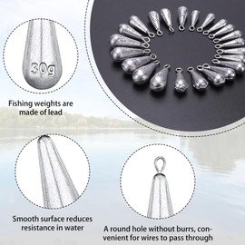 Riisoyu Pack of 20 Pear Lead Fishing Set, Fishing Weights, Drop Shot Weights Base Lead Casting Sinker Lead Fishing Accessories Drop Shape Fishing Weights Deep Water & Sea Fishing Outdoor Fishing