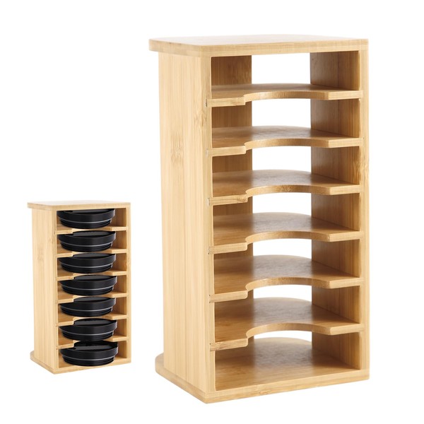 PEUTIER Cup Lid Organiser for Cupboard, Bamboo Lid Holder, Water