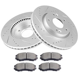 BRAKEUS 5 Lugs Front Brake Rotors and Pads Kits Replacement For Hyundai Sonata 06-10,For Hyundai Tiburon 2003-2008,For Hyundai Tucson 2005-2009,For Kia For Sportage 2005-2010,For Kia Optima 2006-2010