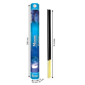 Flute Moon Premium Incense Sticks | 9" Inch Agarbatti Sticks with 40 Mins Burning time | Woody, Powdery, Floral, Fresh, Amber, Cologne Fragrance | 20 Sticks/Pack, 6 Packs/Box, 120 Sticks/Box
