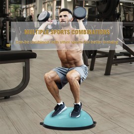 JX FITNESS 58cm Balance Half Ball Trainer, Stability Exercise Yoga Half Ball with Resistance Bands & Pump - Improve Core and Ab Strength with Full Body Home Gym Workouts Or Fitness Training