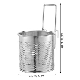 PRETYZOOM Pasta Strainer with Handle, Metal Pasta Cooking Basket, Insert for Pasta, Stainless Steel Strainer Basket, Cullender for Vegetables for Spaghetti
