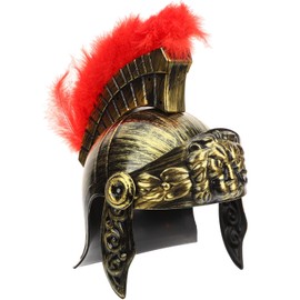 Gadpiparty Roman Helmet with Red Feather Plume Helmet Greek Gladiator Costume Helmets Helmet Golden