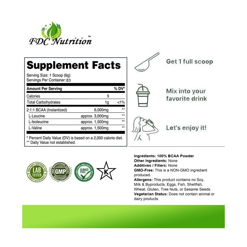 MEJOR FORMA LIBRE DE BCAA - POLVO PURO KOSHER 100