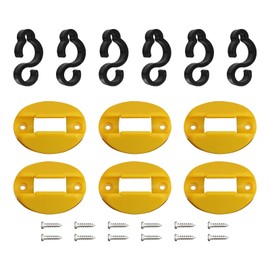 6 Pcs Yellow Electrical Marine Shore Power Cable Clips, 6 Pcs Black S Style Dock Electrical Marine Holders, Fits 1" Round Rails or Bars, Hold A Standard 30 Amp/10 Gauge Marine Power Cord in