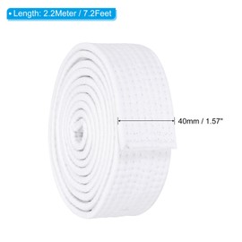 PATIKIL Taekwondo Colored Ranking Belt 1.5" x7.2Ft 2.2m, Polyester Martial Arts Judo Karate Belt for Coach Teaching Practice, White