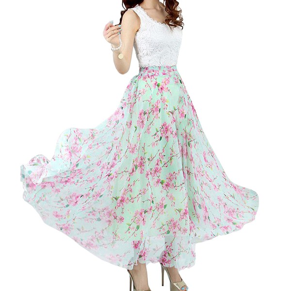 Afibi Women Full/Ankle Length Blending Maxi Chiffon Long Skirt Beach