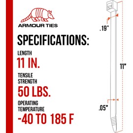 11-inch Black Zip Ties Heavy Duty UV Resistant Nylon Cable Ties, 50lb Tensile Strength, 100-Pack - Durable Wire Ties, Heavy Duty Tie Straps Indoor and Outdoor Cable Management Solution by ARMOUR TIES