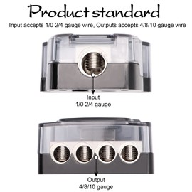 2PCS TuoLauthon Power Distribution Block 0/2/4 Gauge in 4/8/10 Gauge Out Nickel Plated 4 Ways Car Audio Splitter Amp Distribution Connecting Block