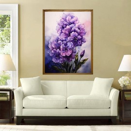 TUTUMAY21 Flower Diamond Painting Kits Purple Flowers on Watercolor Paper for Adults Beginner, Diamond Art Paint by 5D Full Round Drill Gem DIY Craft for Home Wall Decor Gift 12x16inch