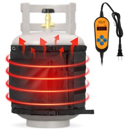 1 Pack Propane Tank Heater Blanket Gas LP Cylinder Tank Heater with Thermostat Controller Adjustment 41-122 °F and Timer Function, Propane Buckets Warmer Blanket Fit for 5-40LB Tanks (Black)