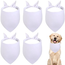craspire Pack of 8 White Dog Bandana Triangular Scarf Blank Soft Polyester Fabric Heat Transfer Washable Bib Neckerchief Handkerchiefs for Small and Medium Dogs Pets Birthday Party