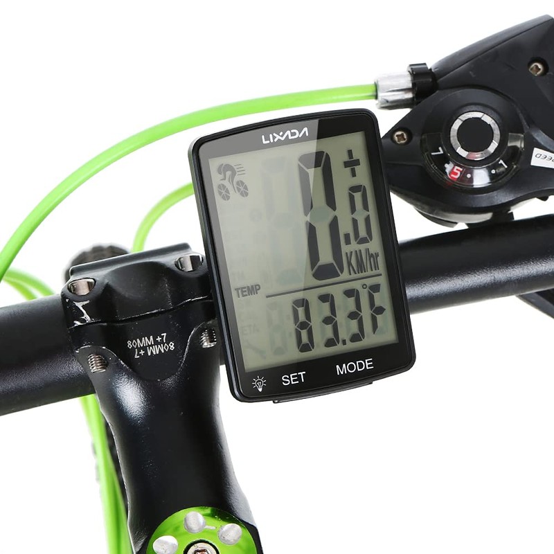Lixada Bicycle Computer Wireless Multifunctional LCD Screen Bicycle Rainproof Speedometer