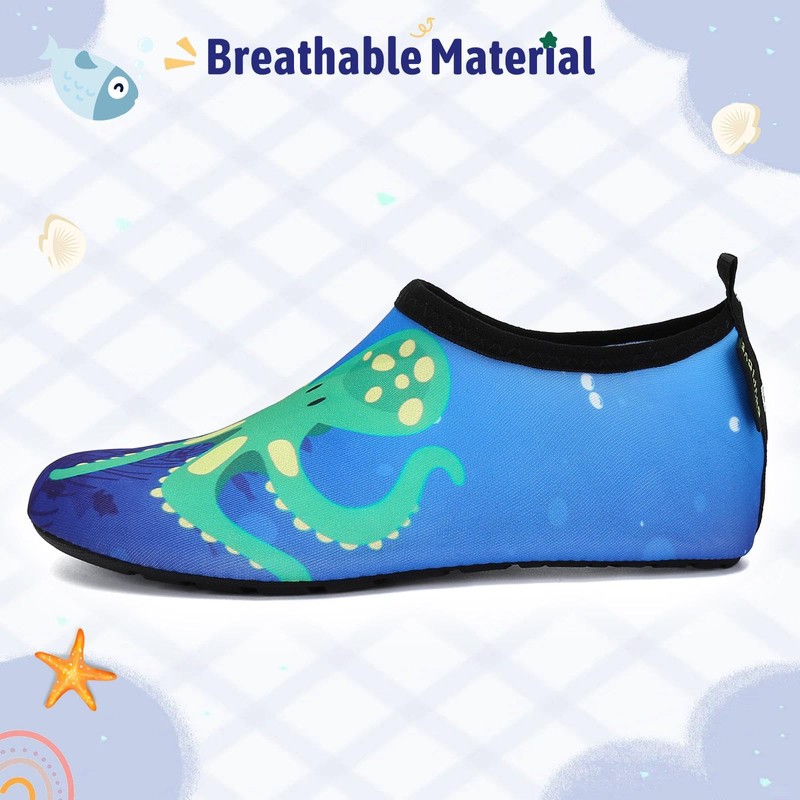 SAGUARO Children's Bathing Shoes Lightweight Soft Non-Slip Slippers, blue, 28