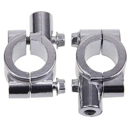 Topxome 1 Pair Universal 8mm/10mm Motorcycle 7/8" Handle Bar Thread Mirror Mount Holder Adapter Aluminum Clamp Mirrors Adapter Silver (8mm)