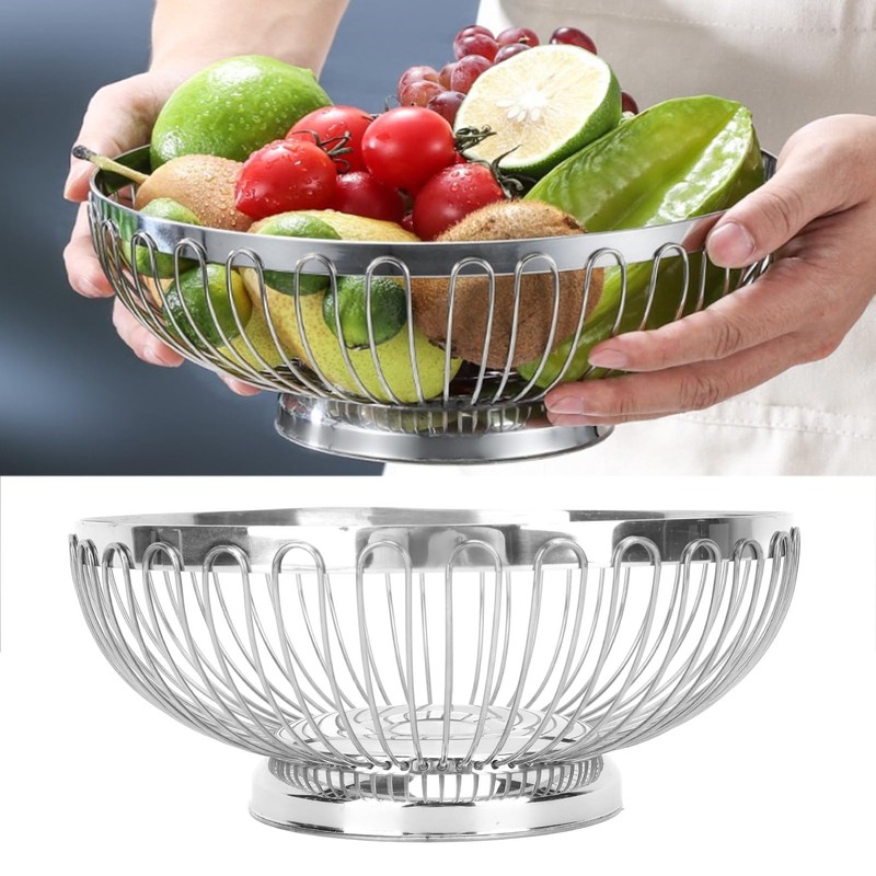 Stainless Steel Fruit Basket, Fruit Bowl Modern Rustproof Mirror Polished