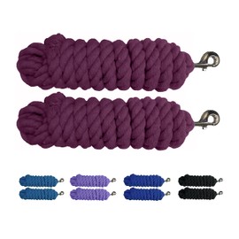Majestic Ally Pack of 2 Solid Cotton Lead Rope for Horses & Livestock – 10 Foot Long and 5/8 inch (16MM) Thick - Replaceable Heavy-Duty Satin Bolt Snap – Handmade – Soft, Broken in Feel (Burgundy)