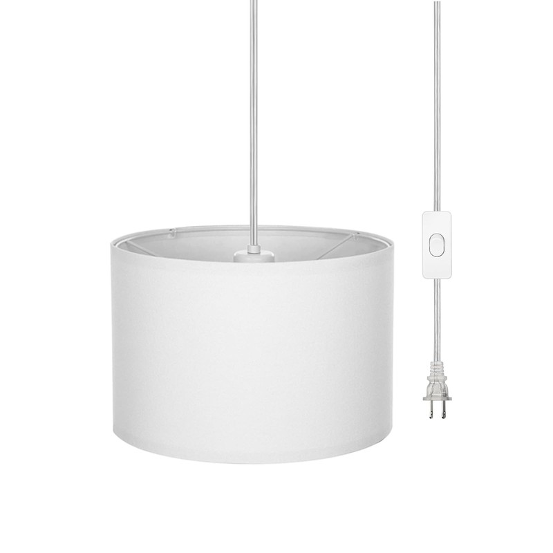 ZSLAIFU 15FT Plug in Pendant Light, Hanging lamp with Switch,White