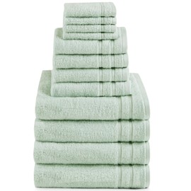 Comfort Spaces Bathroom Towel Set of 12 Piece Luxury Bath Towel Set 4 Hand Towel for Bathroom 4 Washcloth 4 Large Bath Towel Sets 100% Cotton Quick Dry Towel Zero Twist Soft Lightweight Seafoam Green