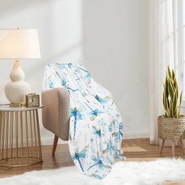 Dragonfly blanket 50X60 Inch,Flannel Cute Blue Dragonfly Blanket, Dragonfly Blanket Is The Best Gift for Dragonfly Lovers, Girls, Women, Adults,Family,Friends,Suitable for Sofa,Hair,Travel,Camping