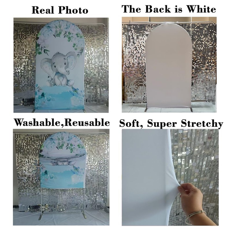 Iydamc Baby Boy Elephant Arched Backdrop Cover for Birthday Party