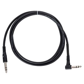 Pronomic INSTS-A-2 Stereo Jack Cable with Angled Plug - Connector: 6.3mm Stereo Jack ⇒ 6.3mm Stereo Jack - Length: 2 m - Includes Cable Velcro - Black