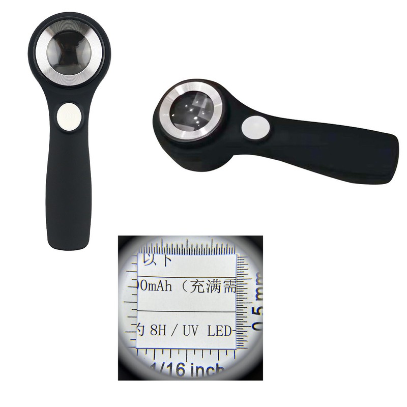 Magnifying Glass Handheld 60X Illuminated Magnifier USB Rechargeable LED Magnifying