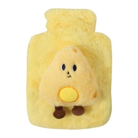 Hot Water Bottle, Cuddly Fluffy Soft Plush Cute Pattern, Hand Hot Water Bottle, Removable & Washable Soft Cartoon Bottle Cover, Warm Water Bag (Yellow)