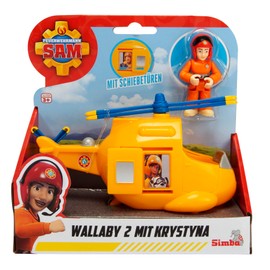 Fireman Sam Junior Wallaby 2 with Krystyna, Helicopter 17 cm, Figure 7 cm, from 3 Years, White