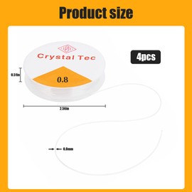 SULIVES 4 Clear Elastic Thread - 0.8mm Strong & Stretchy Cord for Jewelry Making and Crafts - Clear Stretchy String, Spool for Bracelets, Necklaces and Beading