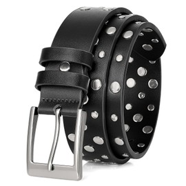 BELTROAD Stylish Studded Belt for Men Women Goth Punk Belts with Gold/Silver Buckle Mens Leather Belts for Jeans Pants
