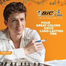 Bic,12 Count (Pack of 1),MM11 4-Color Ballpoint Pen, Medium Point (1.0mm), Assorted Inks, 12-Count, red