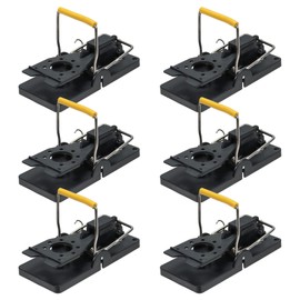 Casoter 6 PCS Rat Traps Heavy-Duty Snap Traps with Yellow Grip Handle afe Indoor Outdoor Detachable Mousetrap Catcher