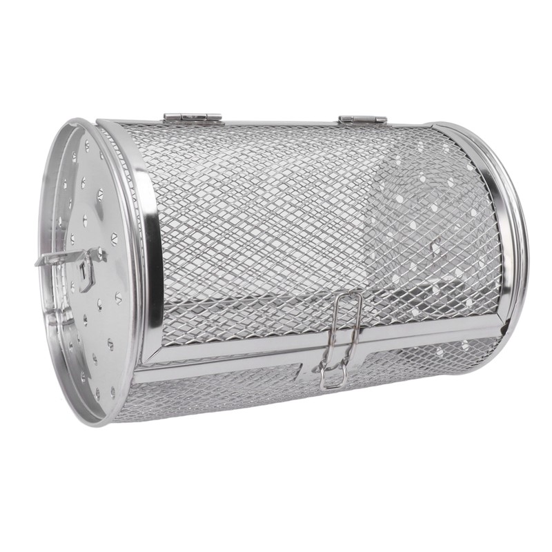 Rolling Grilling Basket Stainless Steel Grill Cage Round Stainless Steel