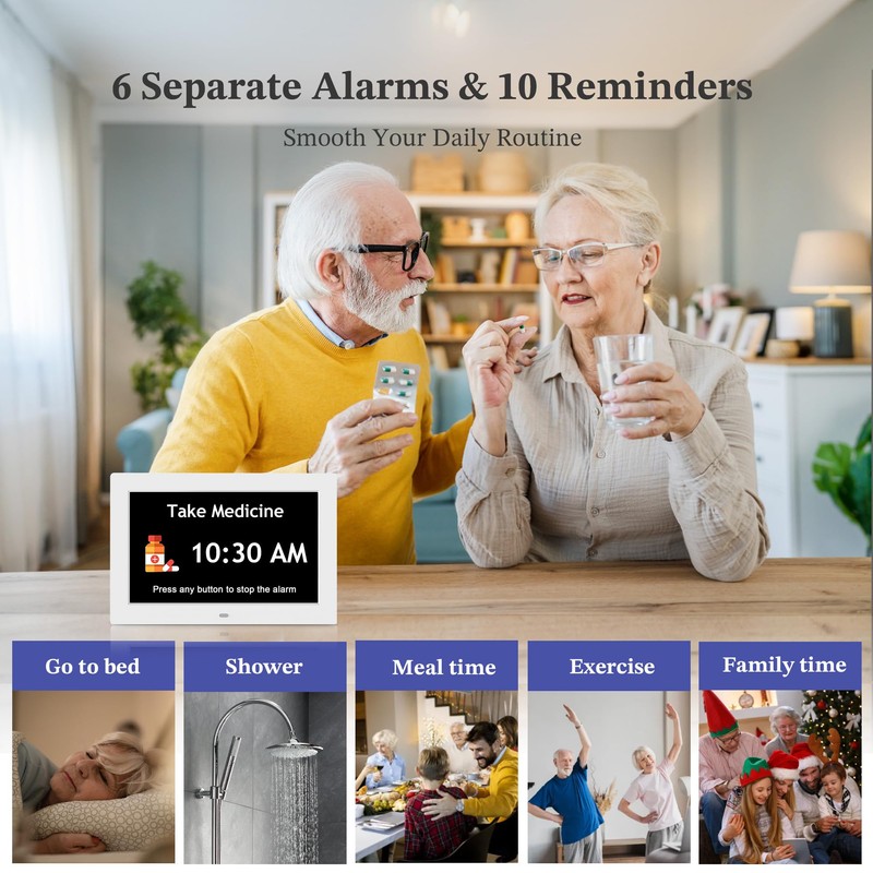10.1'' Extra Large Digital Clock, 1280*800p HD Display, Dementia Clock