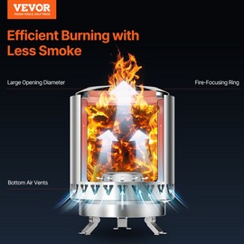 Tabletop Fire Pit 6 inch Stainless Steel Fireplace Indoor Outdoor Black - 5-6 in