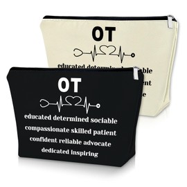 Sazuwu 2PCS Occupational Therapist Gifts Makeup Bag Certified Occupational Therapy Assistant Gifts OT Therapist Gifts for Women Cosmetic Bag OT Teacher Appreciation Gifts Birthday Gifts